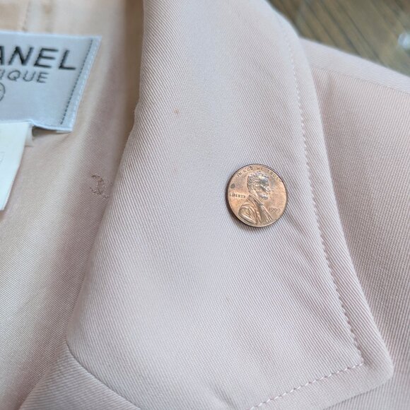 CHANEL Vintage Pink Wool Double Breasted Jacket 97P Spring 1997 FR40 S M 6 8 - Picture 9 of 16